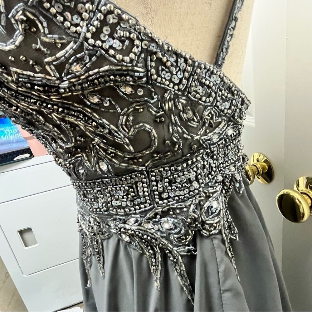 Jovani Beaded Dress Silver Prom Homecoming Formal Backless High Neck Juniors 10 - Picture 5 of 10